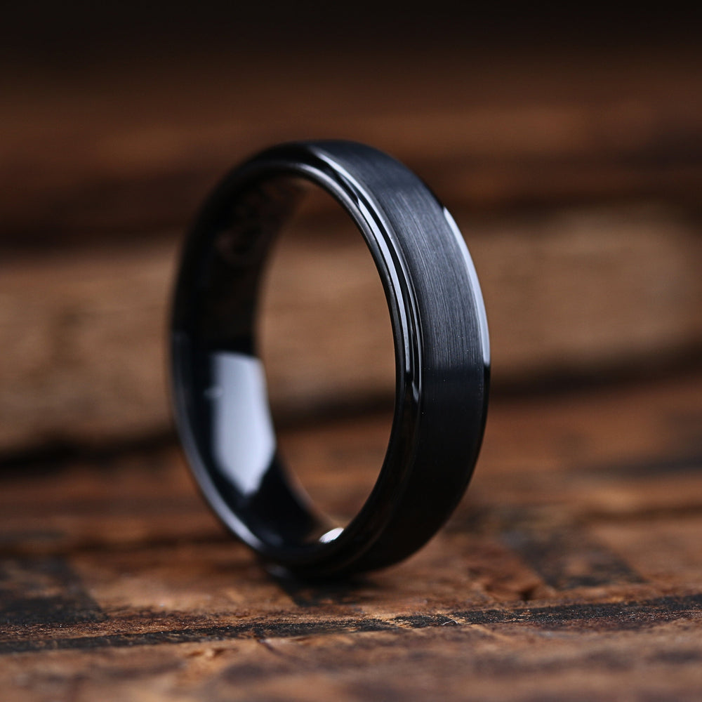 Men's Black Plated Tungsten Wedding Band - 6mm Width, Comfort Fit