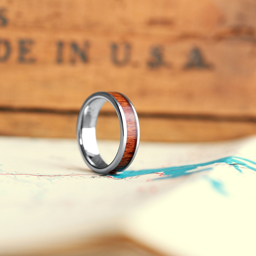 Men's Silver Wooden Wedding Ring